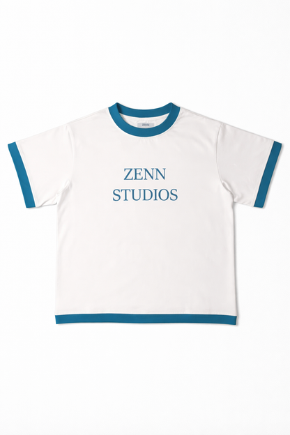 White and blue T-shirt
