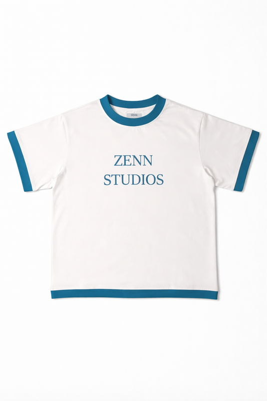 White and blue T-shirt