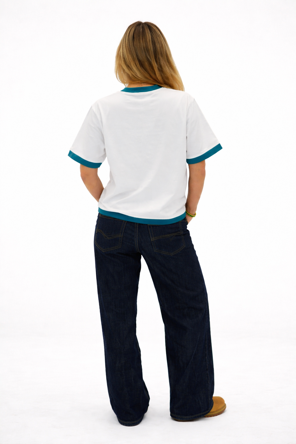 White and blue T-shirt