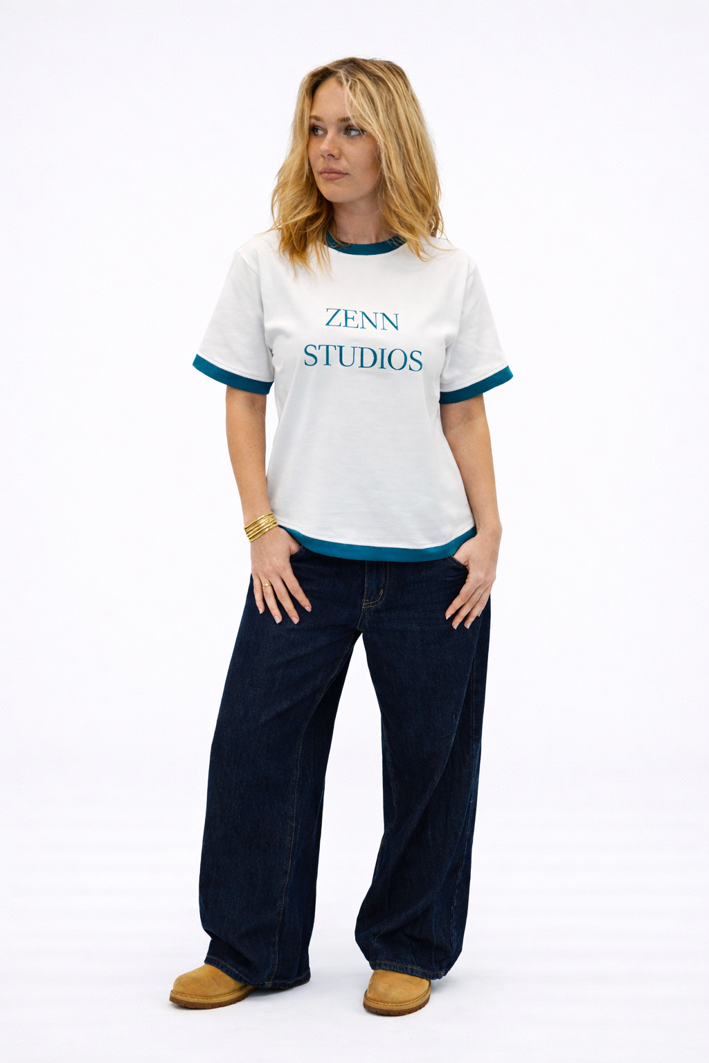 White and blue T-shirt